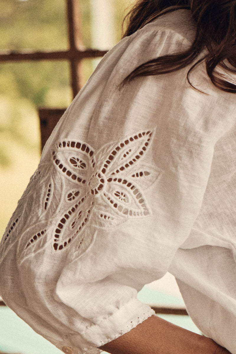 Someone Like You Linen Cutwork Blouse