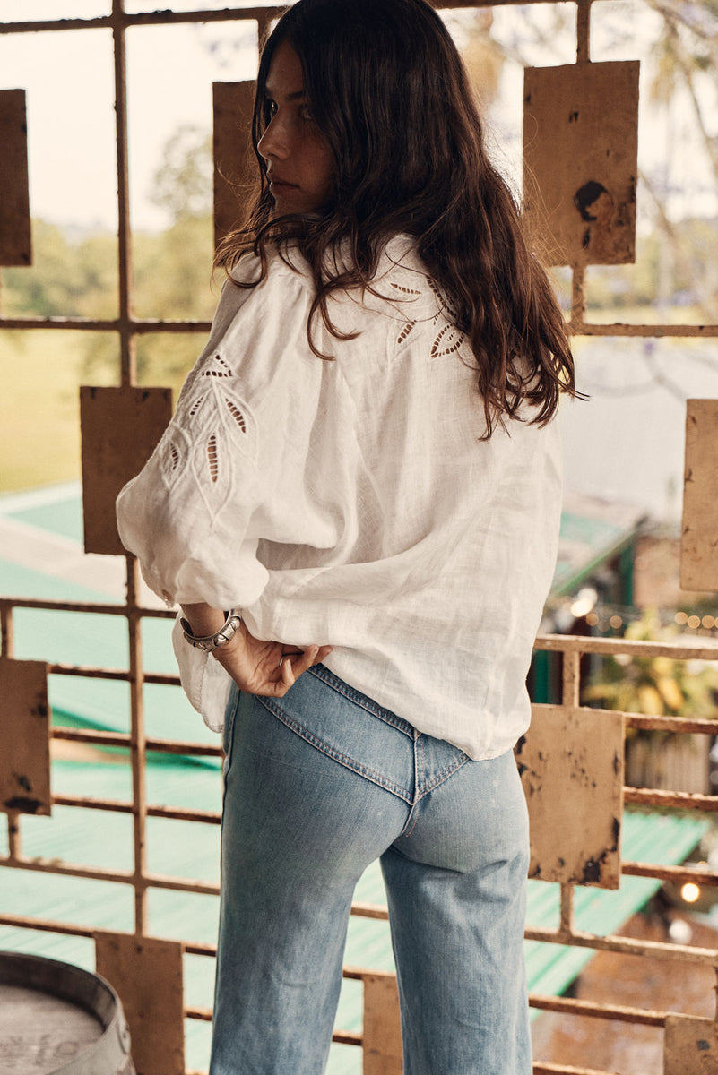 Someone Like You Linen Cutwork Blouse
