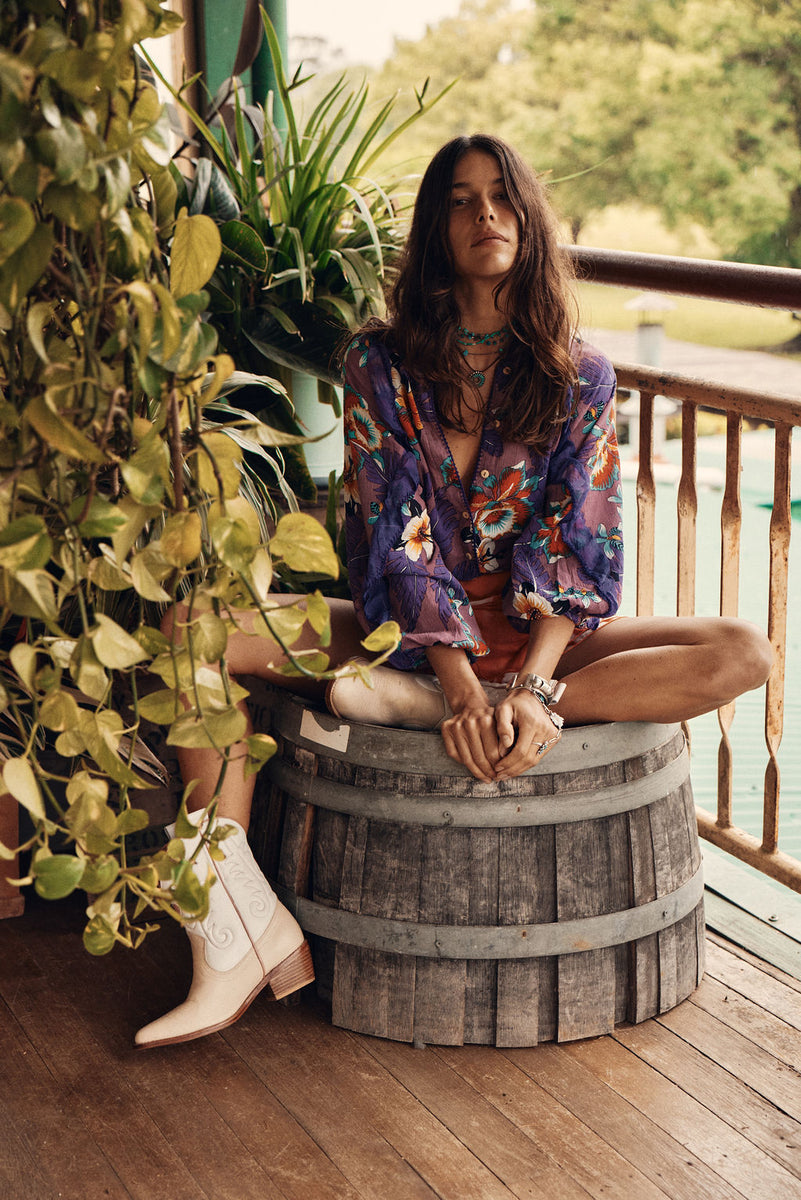 A New Day For Love Silk Blouse - Wild Hibiscus