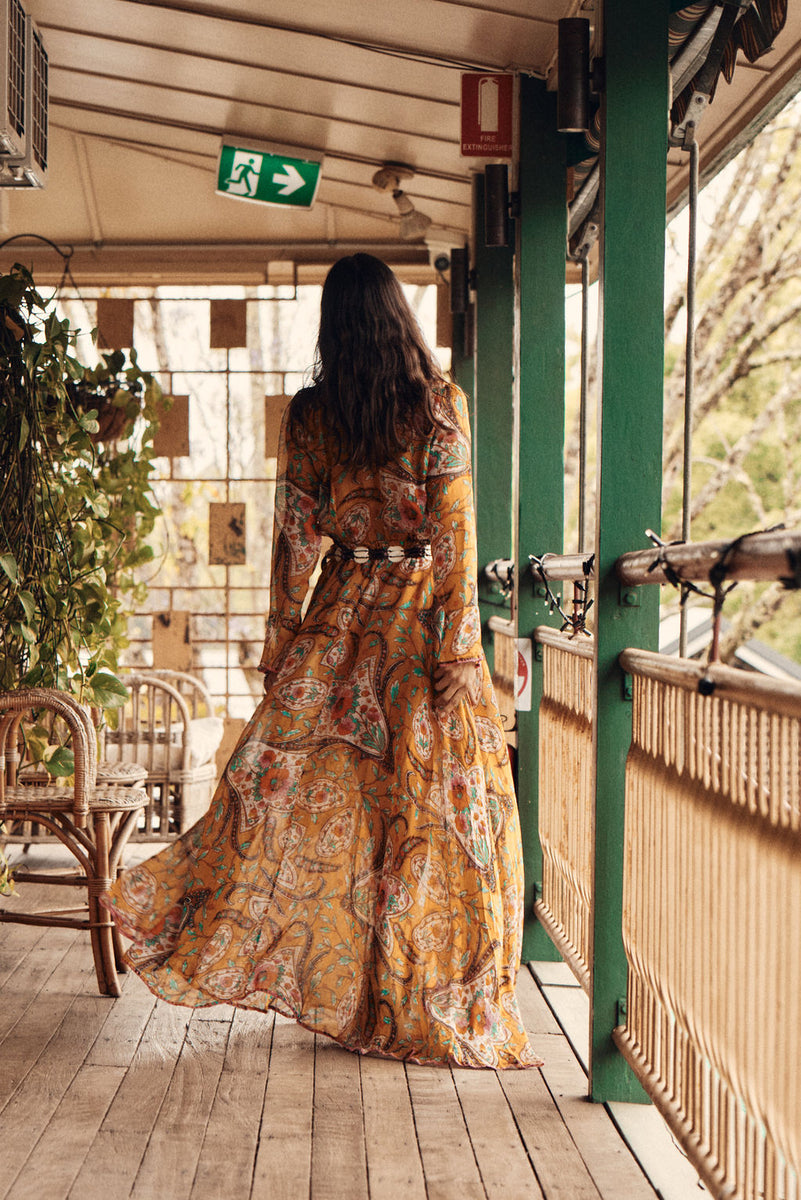 Sunshine Daydream Silk/Cotton Maxi Dress - Marigold