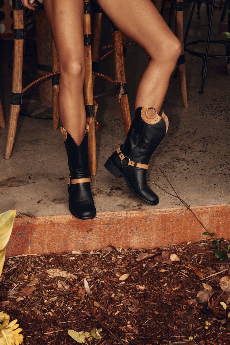 Tombstone Blues Leather Biker  Boots