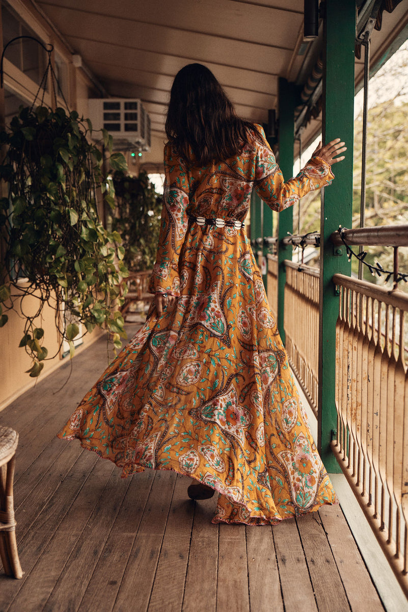 Sunshine Daydream Silk/Cotton Maxi Dress - Marigold
