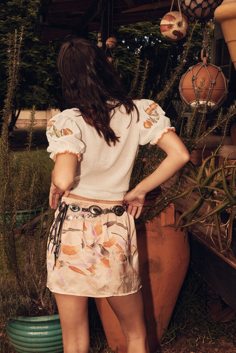 Apricot Mirage Hand Painted Silk Skirt