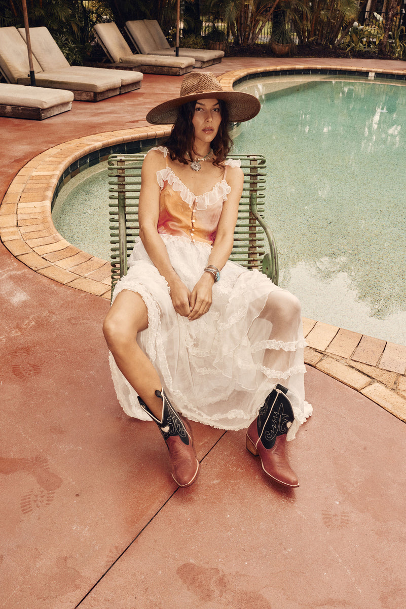 Heaven Knows Silk + Lace Camisole - Orange Print