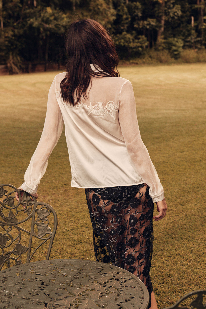 Under Your Spell Black Lace Midi Skirt