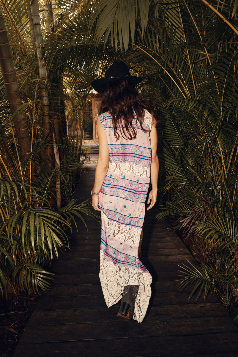 Valley Song Silk + Lace Dress - Purple Floral