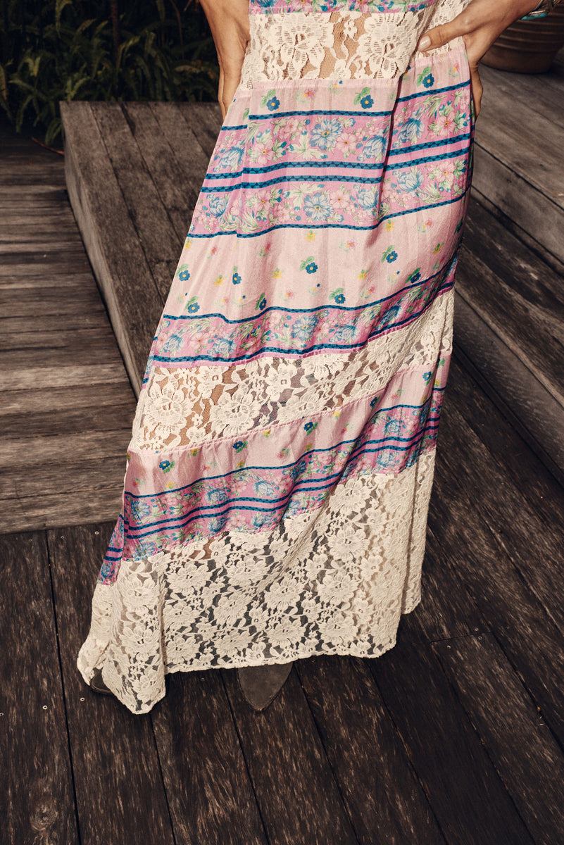 Valley Song Silk + Lace Dress - Purple Floral