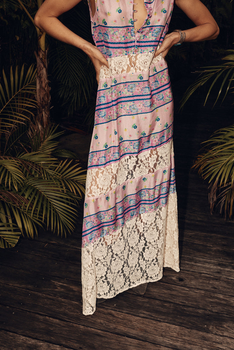 Valley Song Silk + Lace Dress - Purple Floral