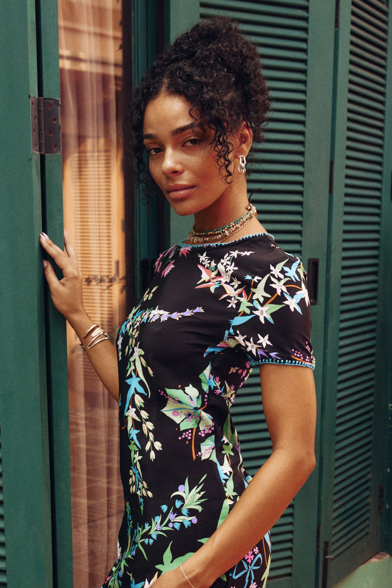 Travellin' Prayer Silk Tee Mini Dress - Taormina