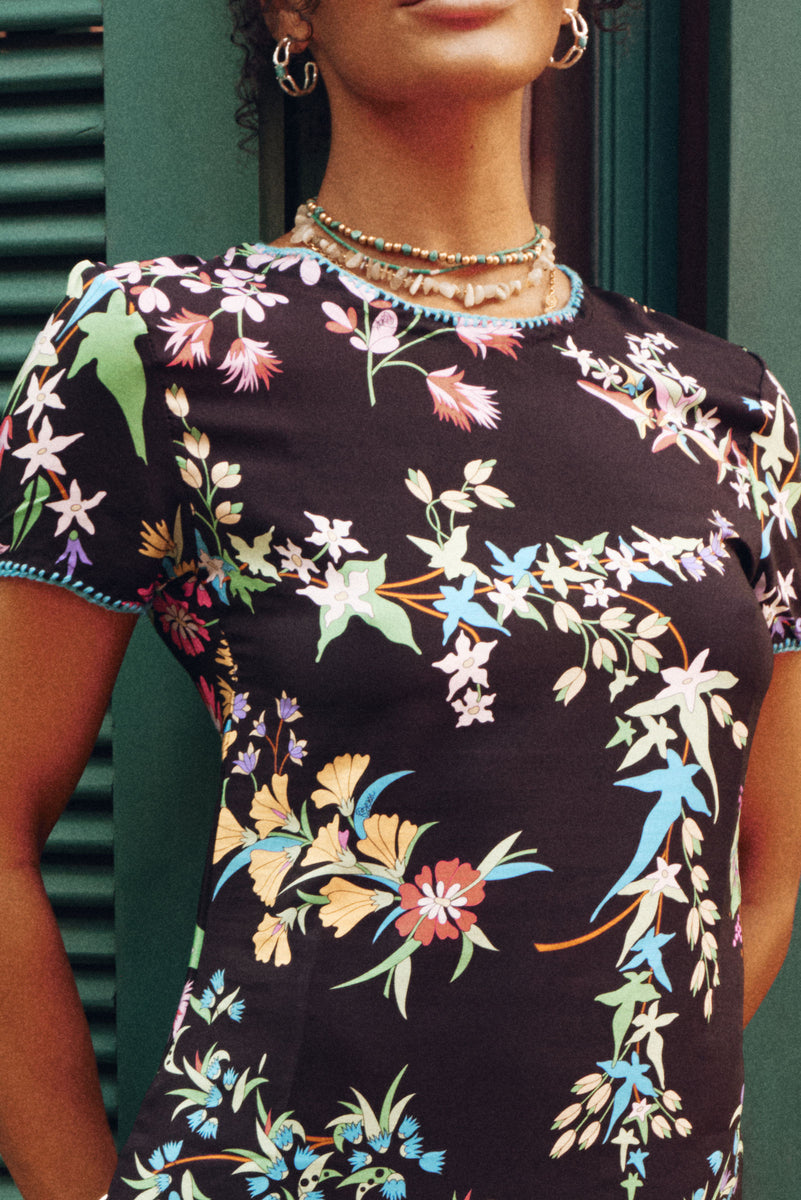 Travellin' Prayer Silk Tee Mini Dress - Taormina