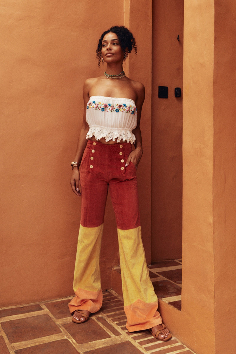 Take The Long Way Home 3 Tone Velvet Flares