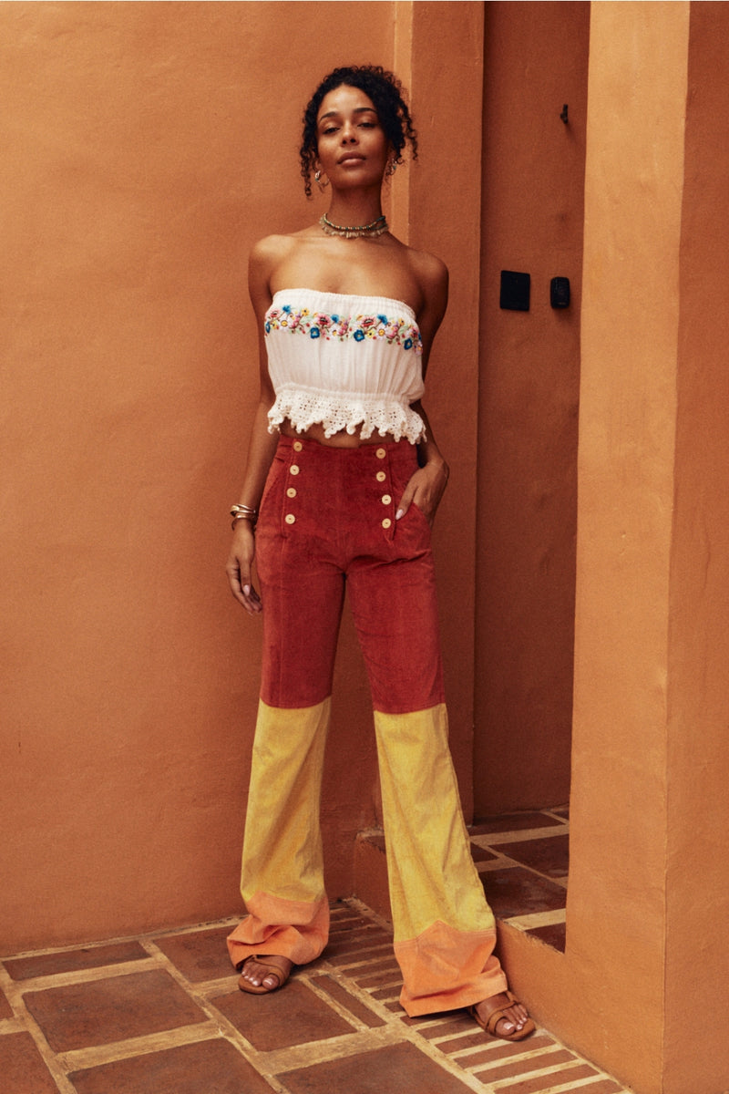 Take The Long Way Home 3 Tone Velvet Flares