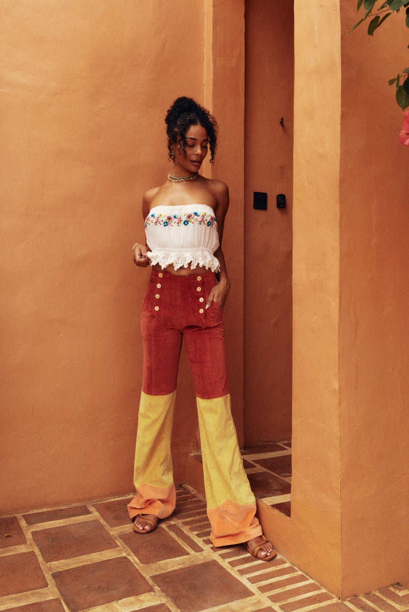 Take The Long Way Home 3 Tone Velvet Flares