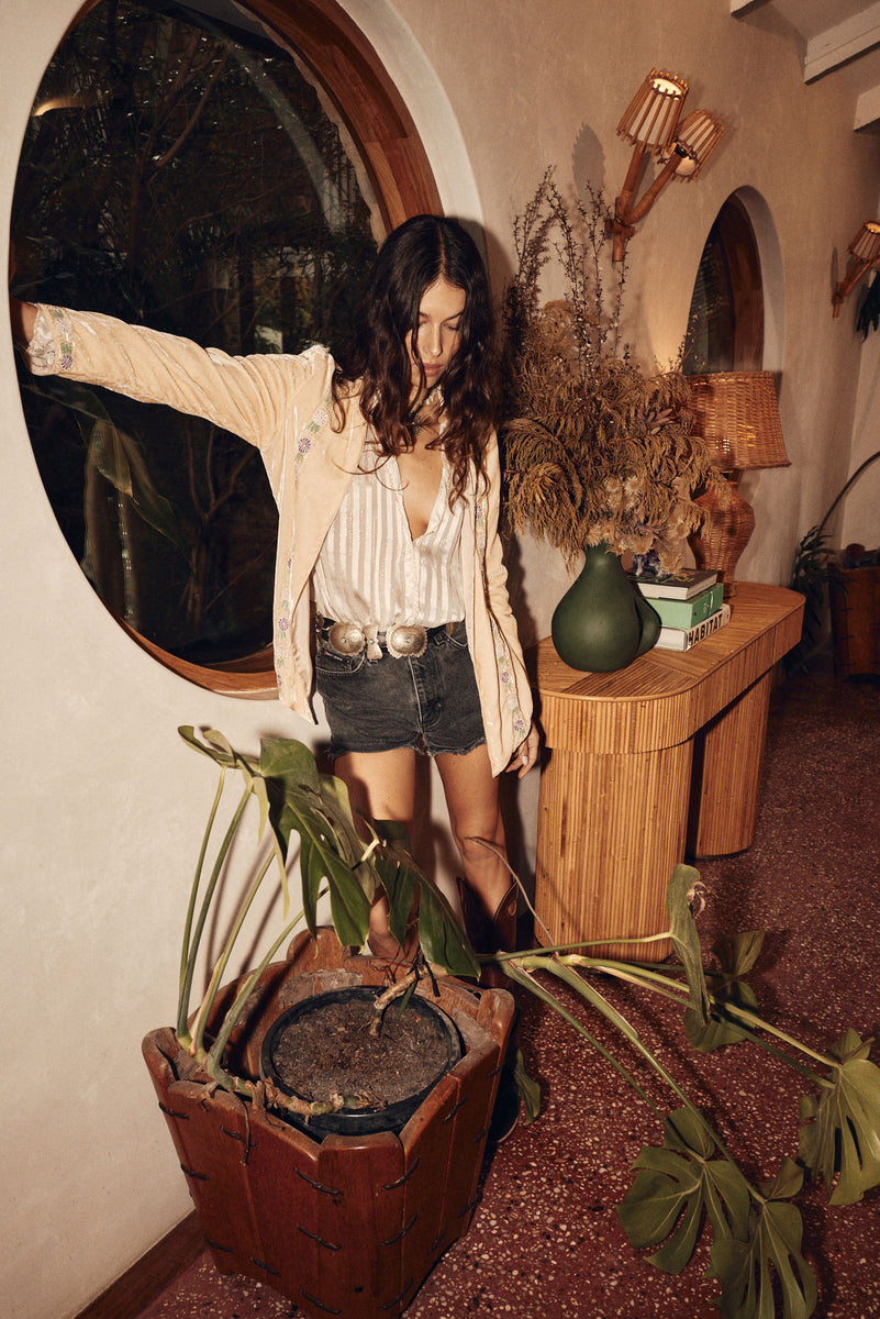 Break On Through Silk Blouse - Ivory Stripe