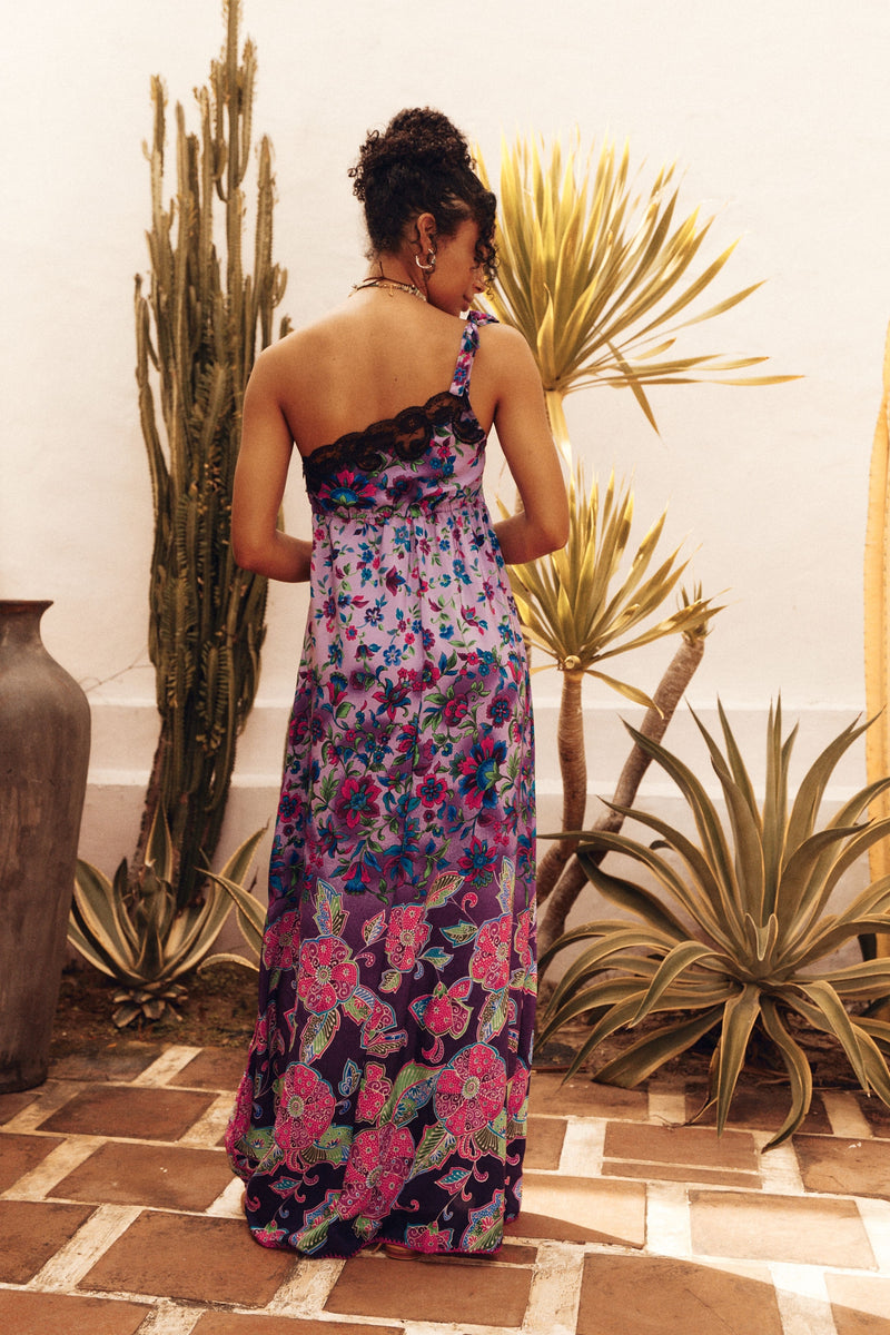 A Place In The Sun Silk + Lace Maxi Dress - Floral