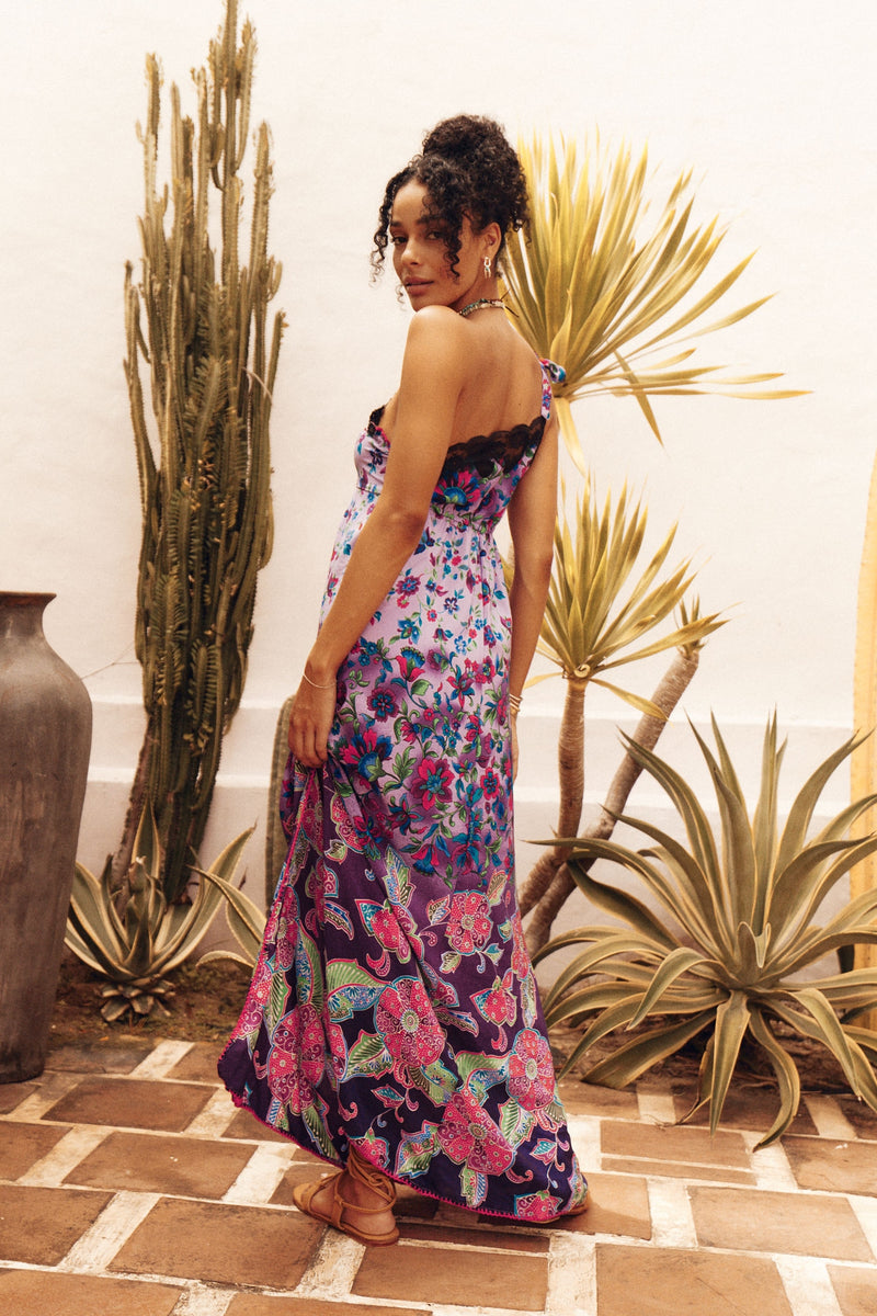 A Place In The Sun Silk + Lace Maxi Dress - Floral