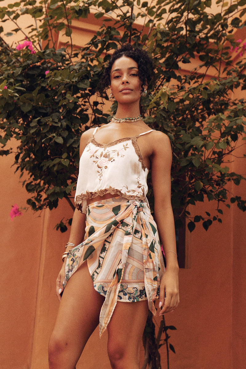Lady of the Island Silk Wrap Mini Skirt - Minori