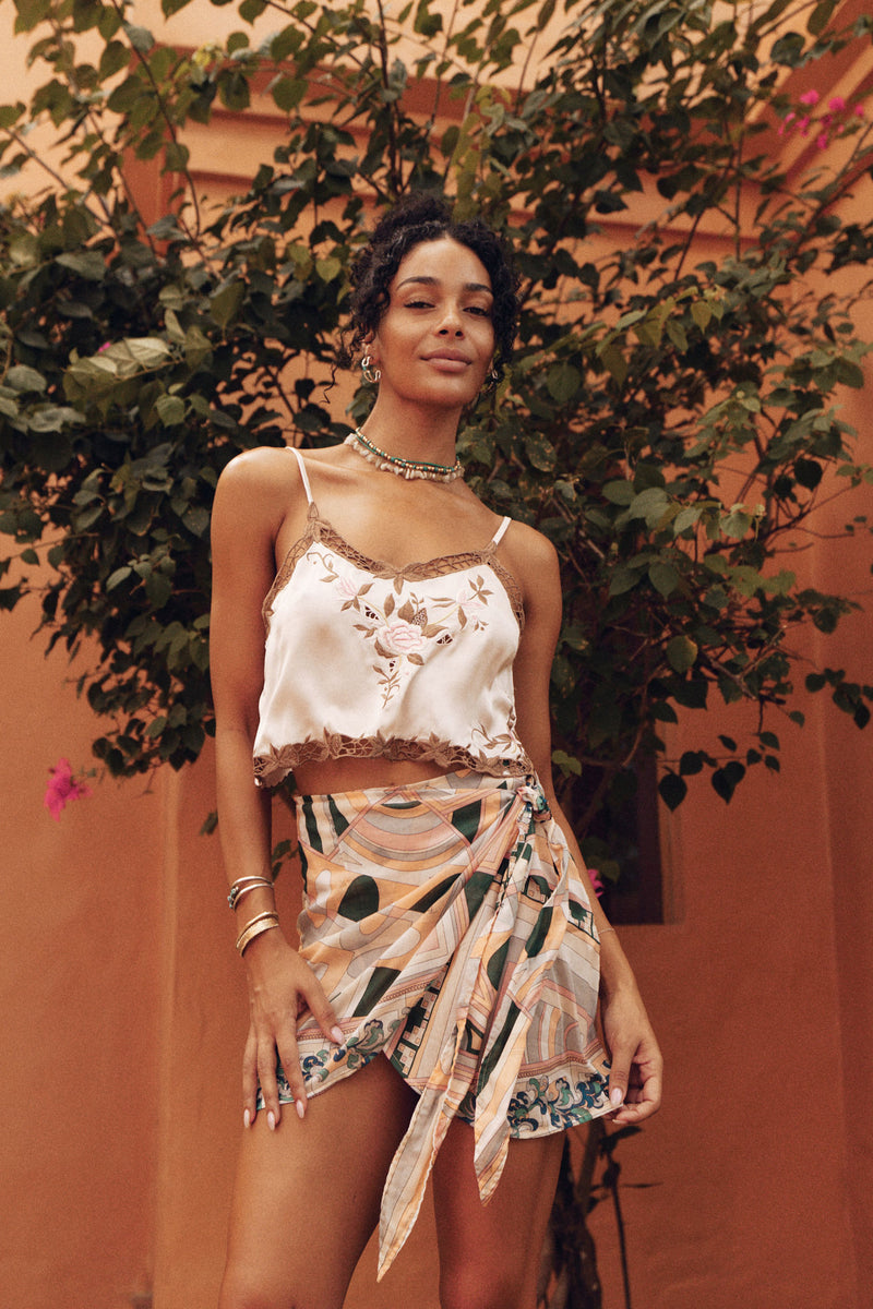 Lady of the Island Silk Wrap Mini Skirt - Minori