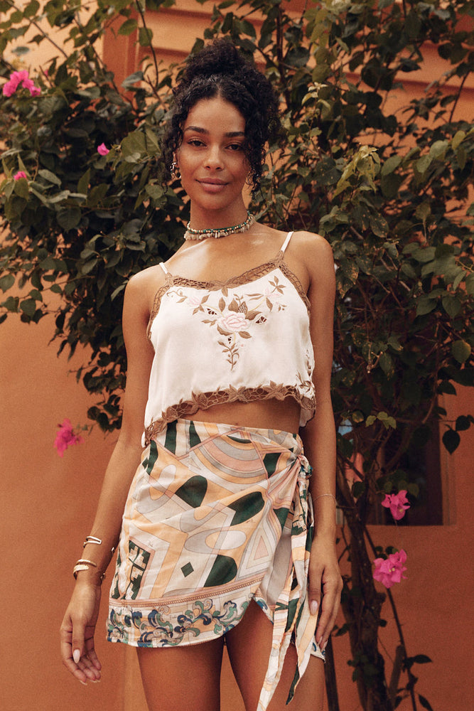 Lady of the Island Silk Wrap Mini Skirt - Minori