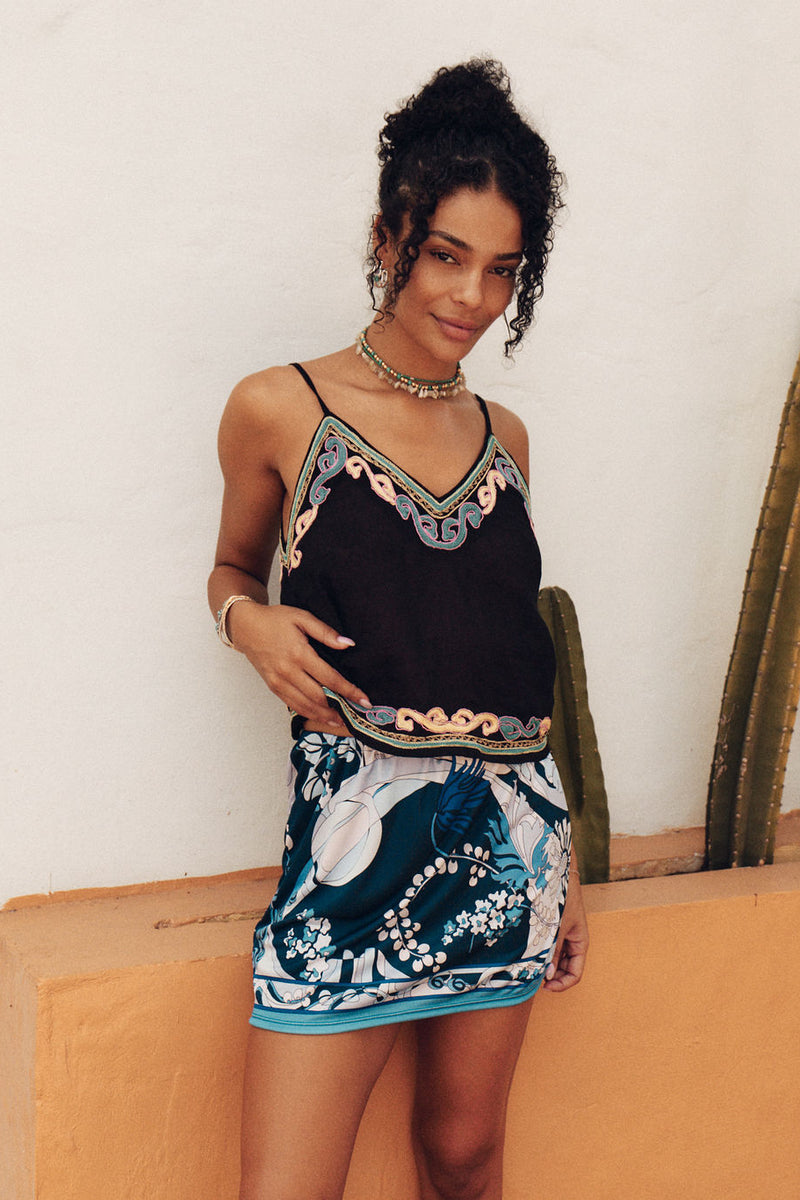 Lady Day Silk Mini Skirt - Sorrento