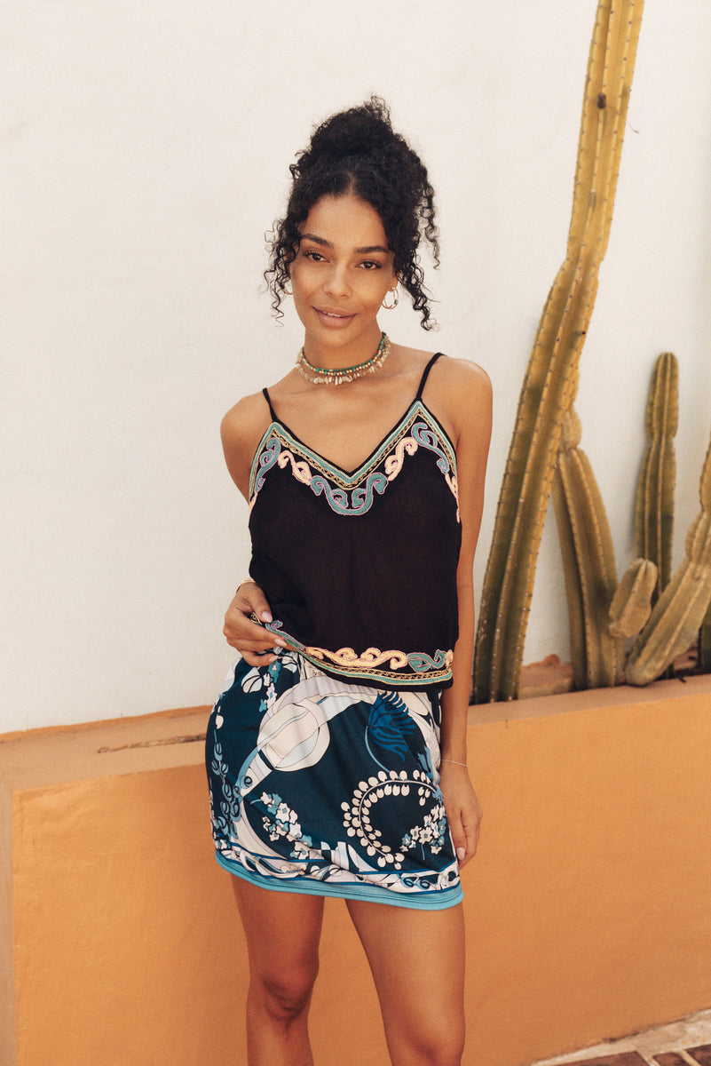 Lady Day Silk Mini Skirt - Sorrento
