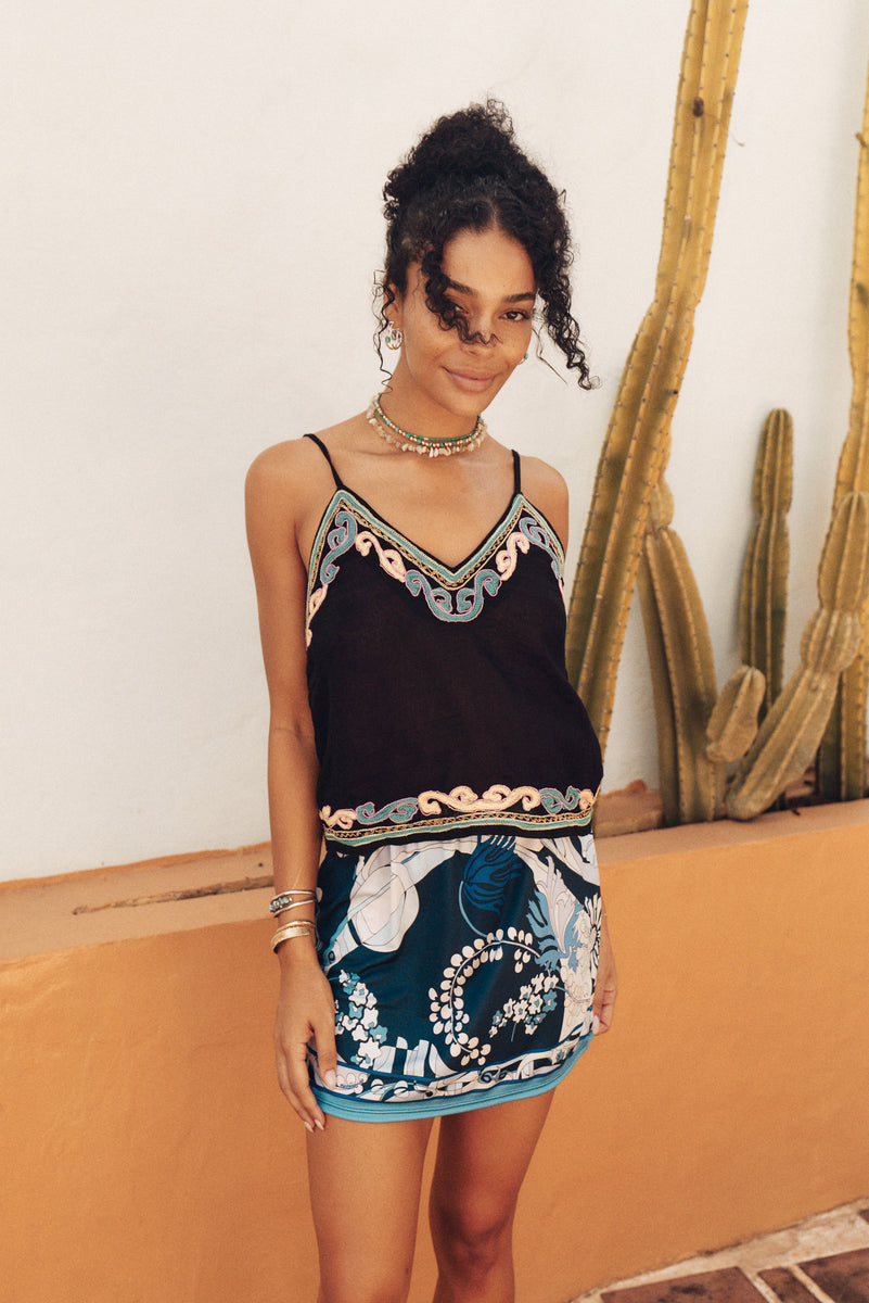 Lady Day Silk Mini Skirt - Sorrento