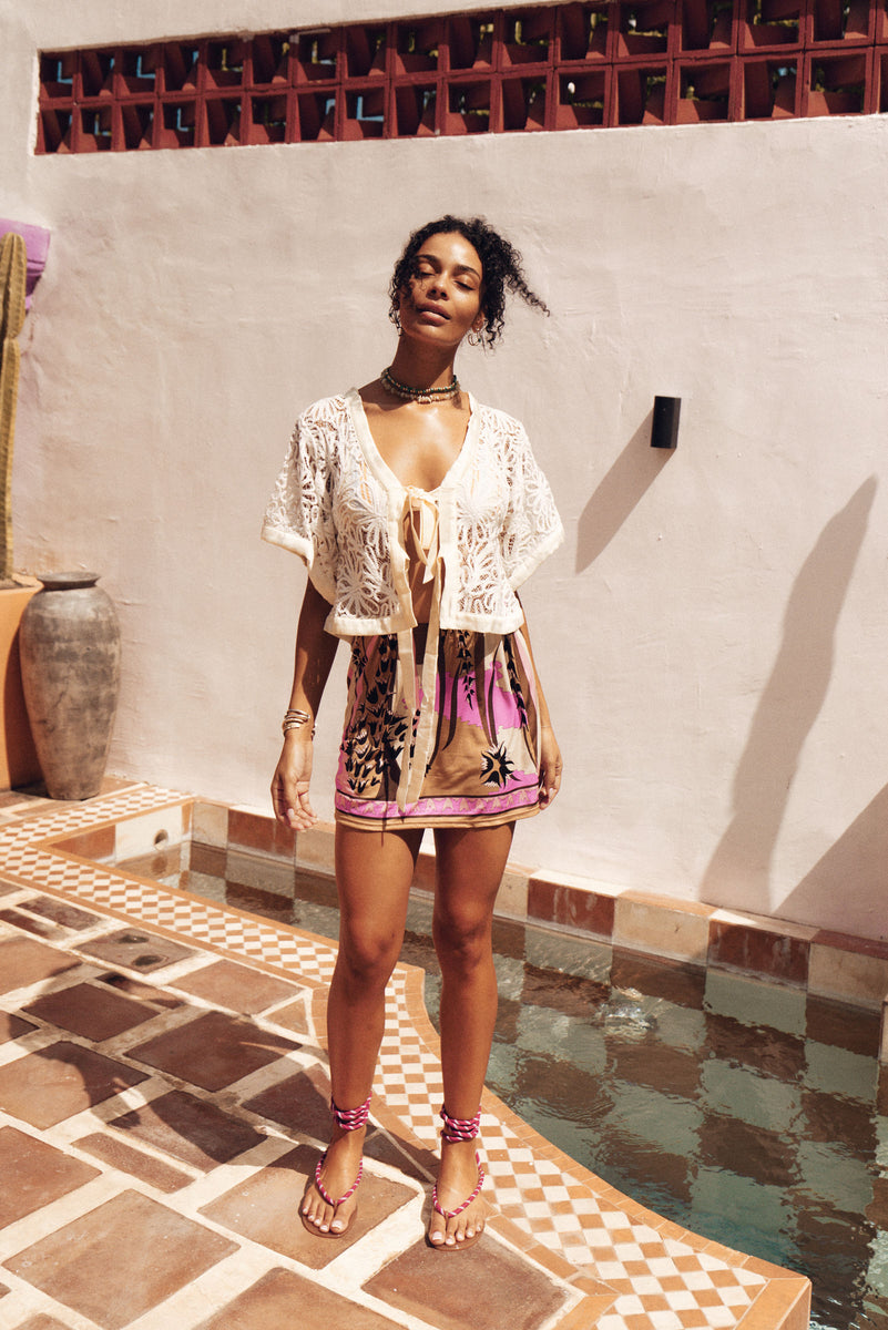 Lady Day Silk Mini Skirt - Portofino