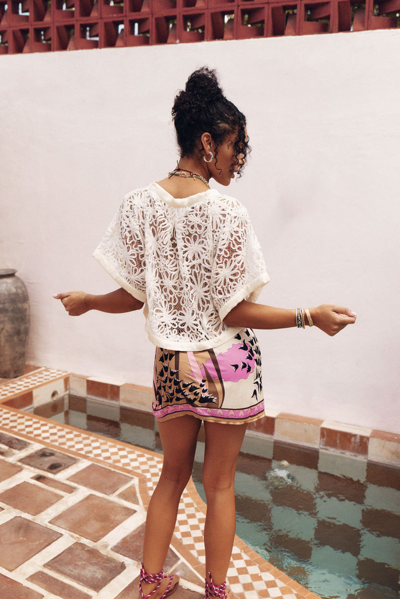 Lady Day Silk Mini Skirt - Portofino