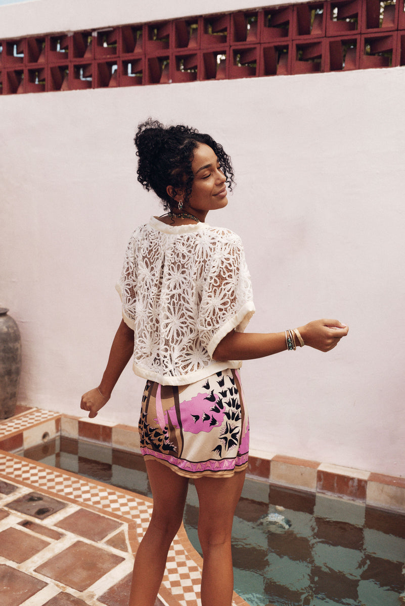 Lady Day Silk Mini Skirt - Portofino