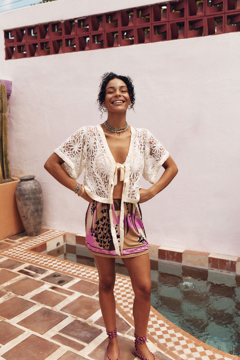 Love Grows Corded Lace + Silk Tie Blouse