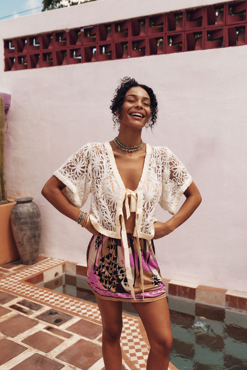 Love Grows Corded Lace + Silk Tie Blouse