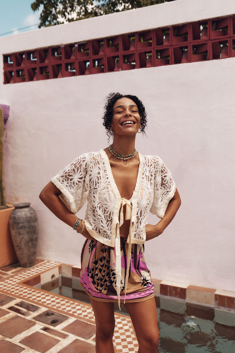 Love Grows Corded Lace + Silk Tie Blouse