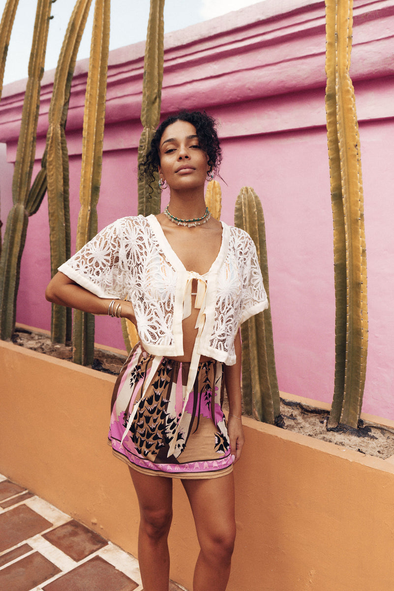 Love Grows Corded Lace + Silk Tie Blouse