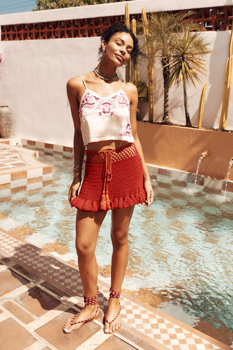 Satisfy My Soul Crochet Skirt - Cherry
