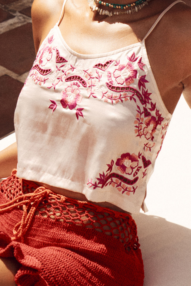 Kiss From A Rose Silk Embroidered Camisole