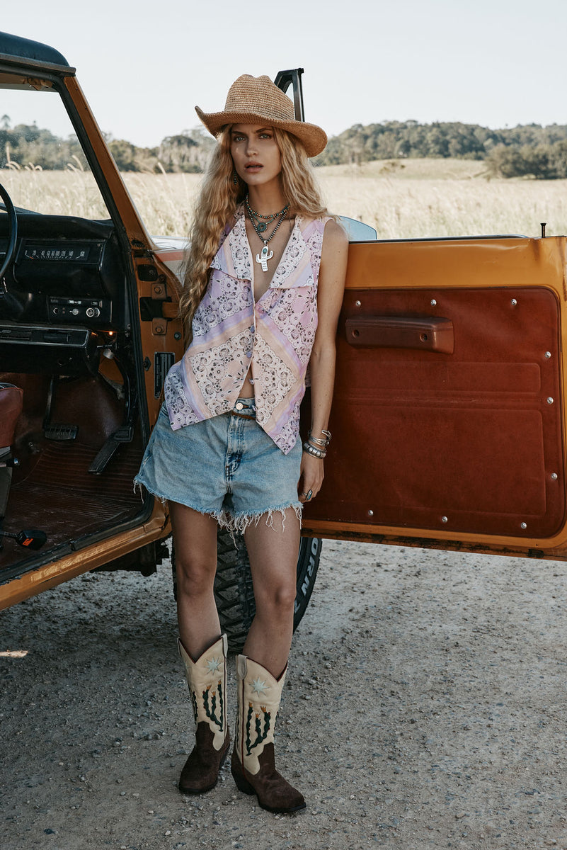 Cactus Tree Leather + Suede Cowboy Boots