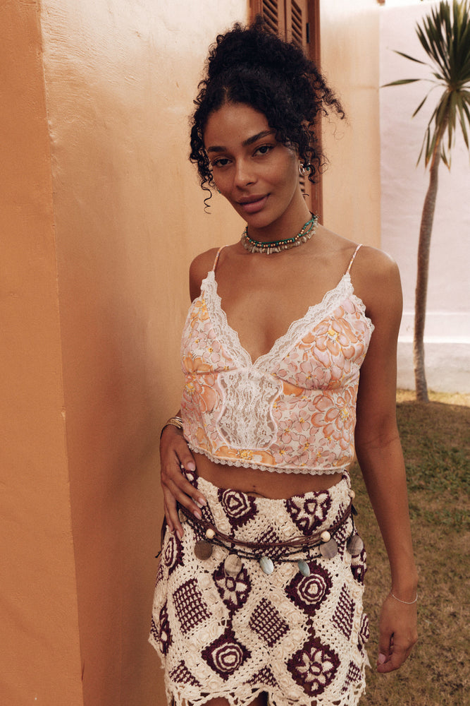 Softly Whispering I Love You Silk/Cotton + Lace Camisole