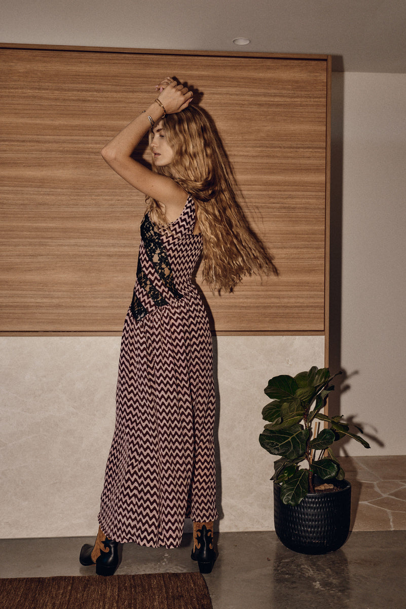 Take My Breath Away Silk Dress - Chevron