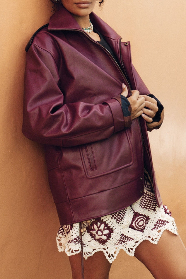 Mooncoin Oxblood Leather Jacket