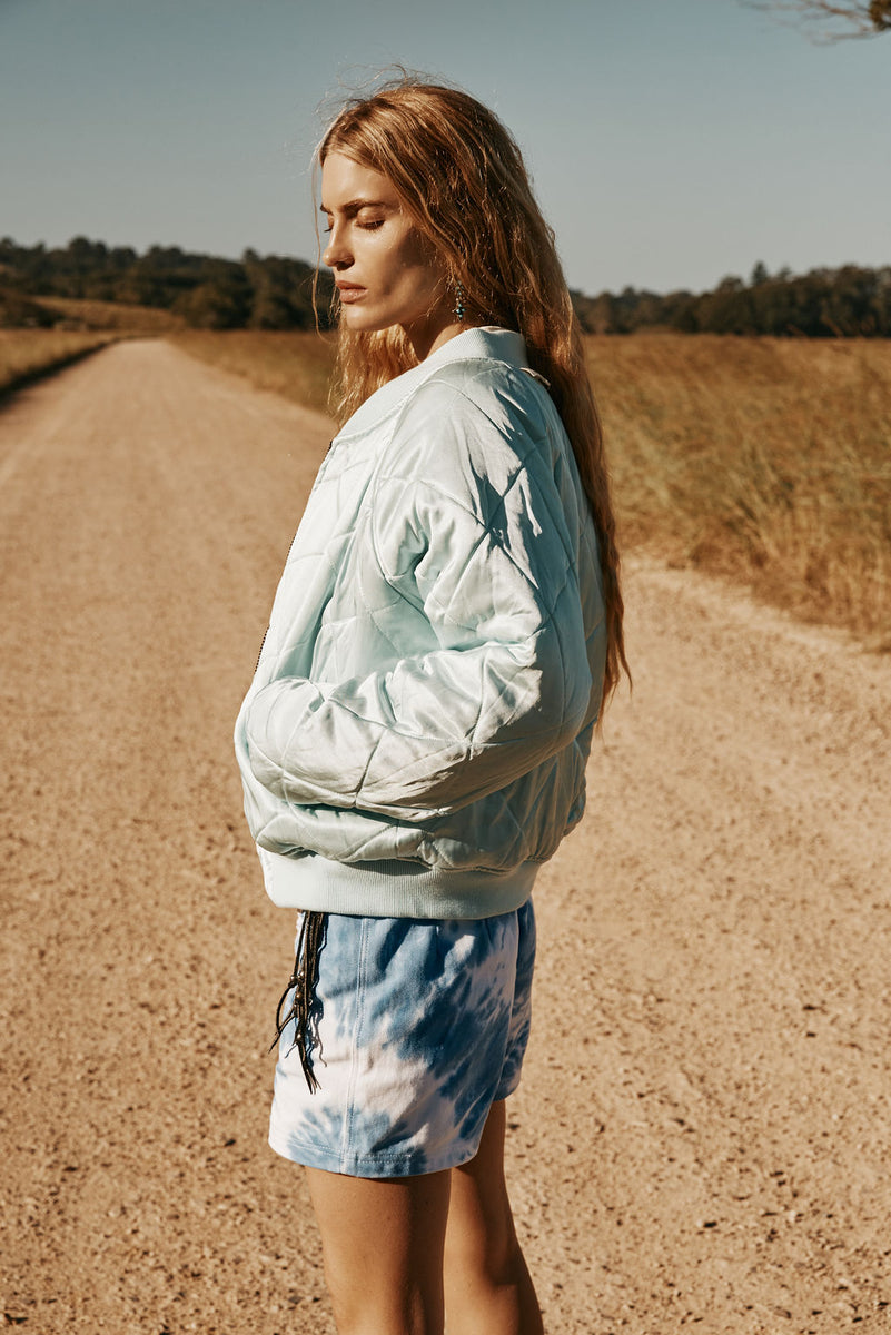 Coconut Grove Velvet Embroidered Reversible Bomber Jacket