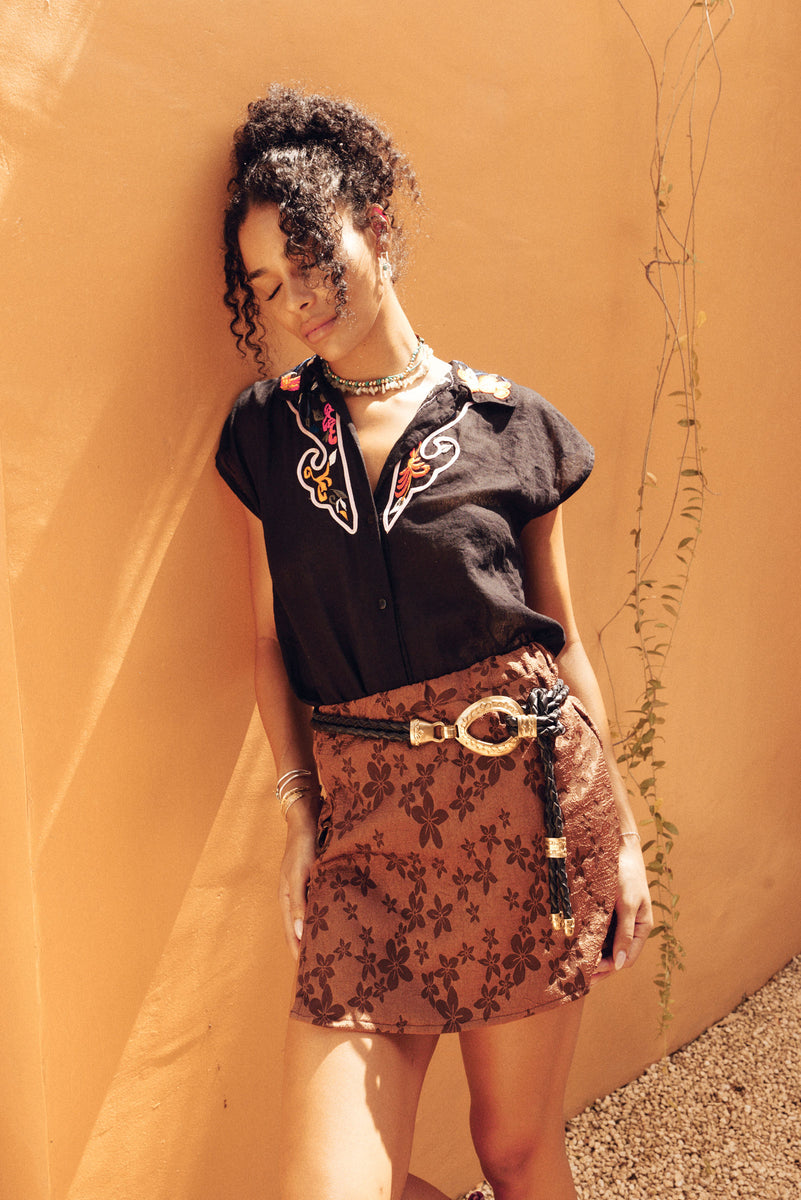 Braided Leather + Brass Lariat Belt