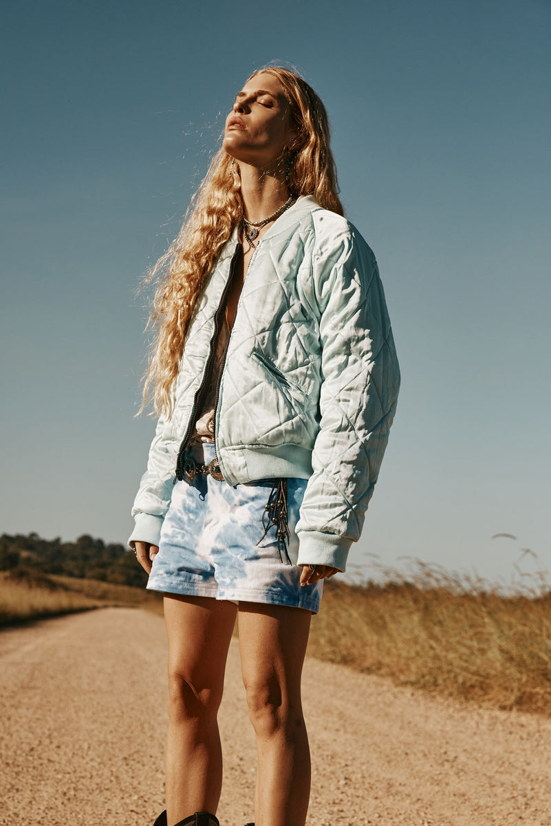 Coconut Grove Velvet Embroidered Reversible Bomber Jacket