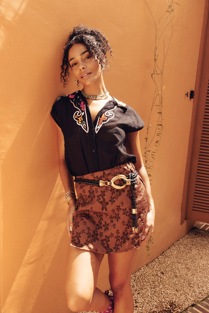Palomino Sleeveless Embroidered Cotton Blouse