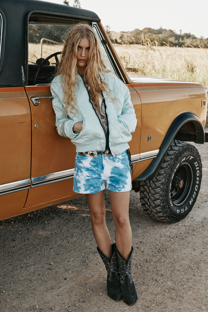 Coconut Grove Velvet Embroidered Reversible Bomber Jacket