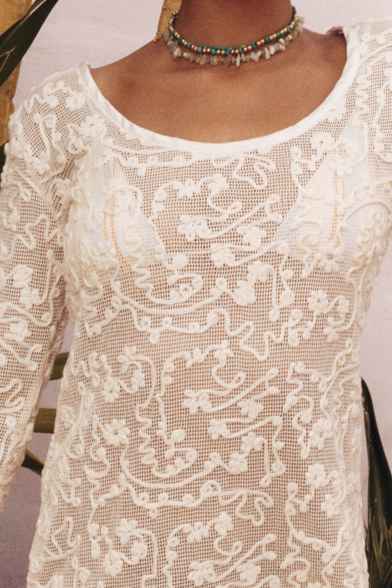She Belongs To Me Long Sleeve Cotton Lace Mini Dress
