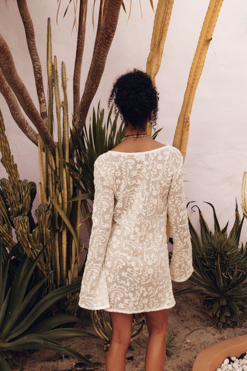 She Belongs To Me Long Sleeve Cotton Lace Mini Dress