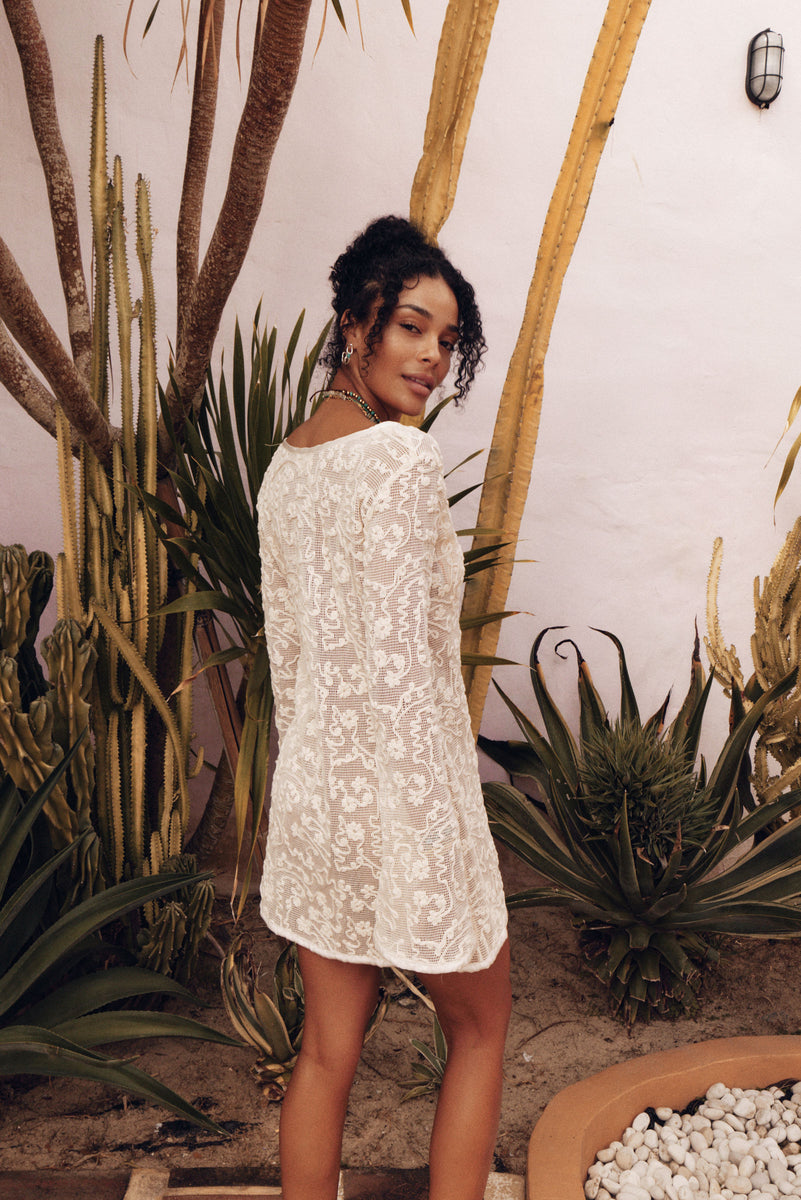 She Belongs To Me Long Sleeve Cotton Lace Mini Dress