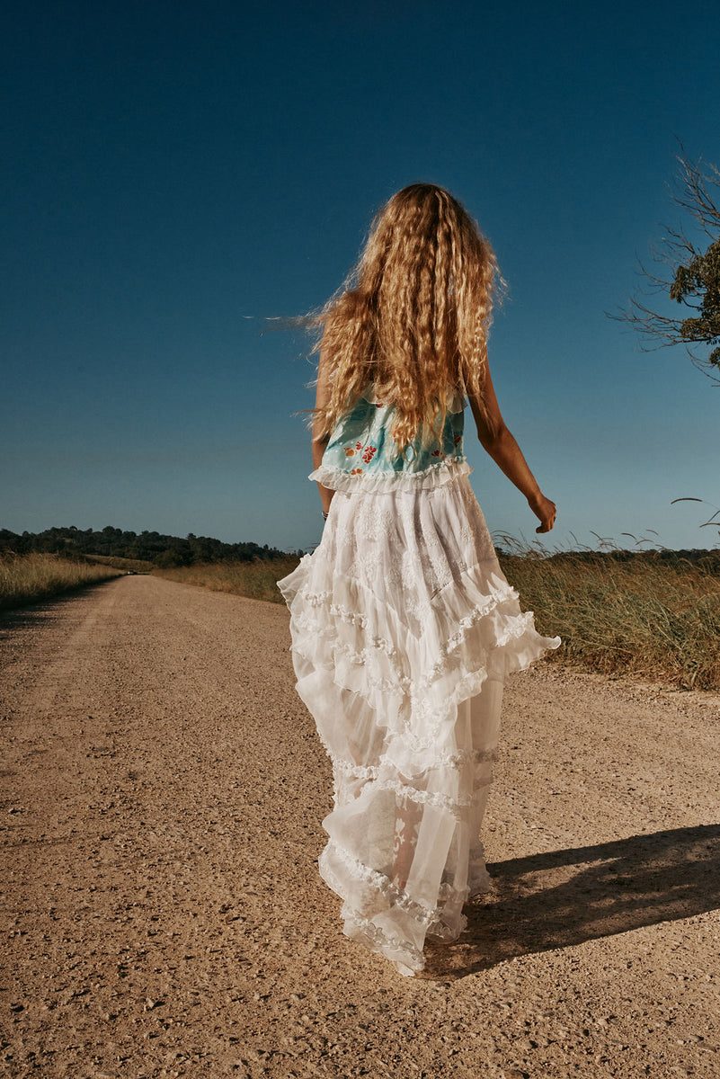 Sunshine Lace + Silk Skirt - Ivory