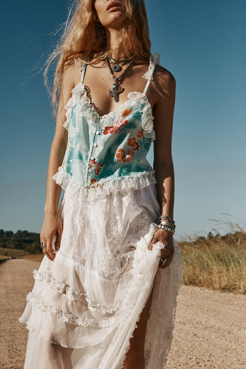 Sunshine Lace + Silk Skirt - Ivory