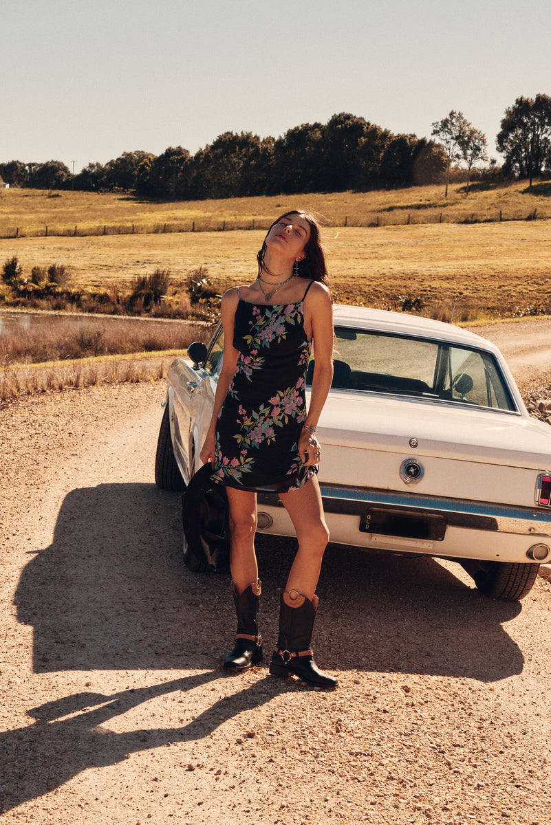 Night Bird Silk Beaded Mini Slip Dress